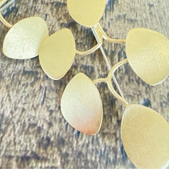 Matte Gold Earrings 2-1/4” Drop Leaf Design - Picture 5 of 5